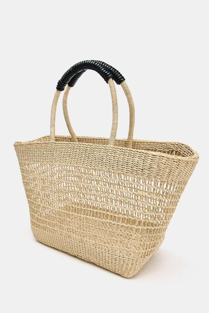 DOUBLE WOVEN BASKET BAG