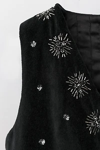 BEADED VELVET VEST