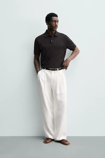 REGULAR FIT COTTON BLEND KNIT POLO