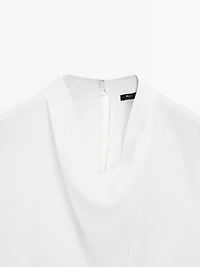 Flowing blouse with draped collar