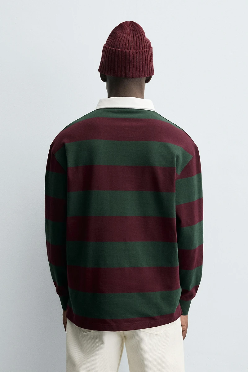 STRIPED PATCH POLO SHIRT