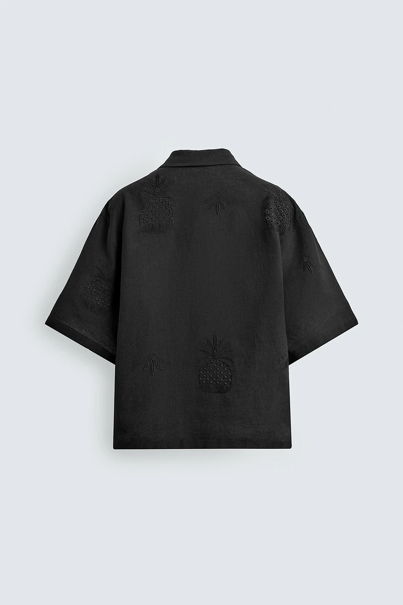 EMBROIDERED EYELET SHIRT