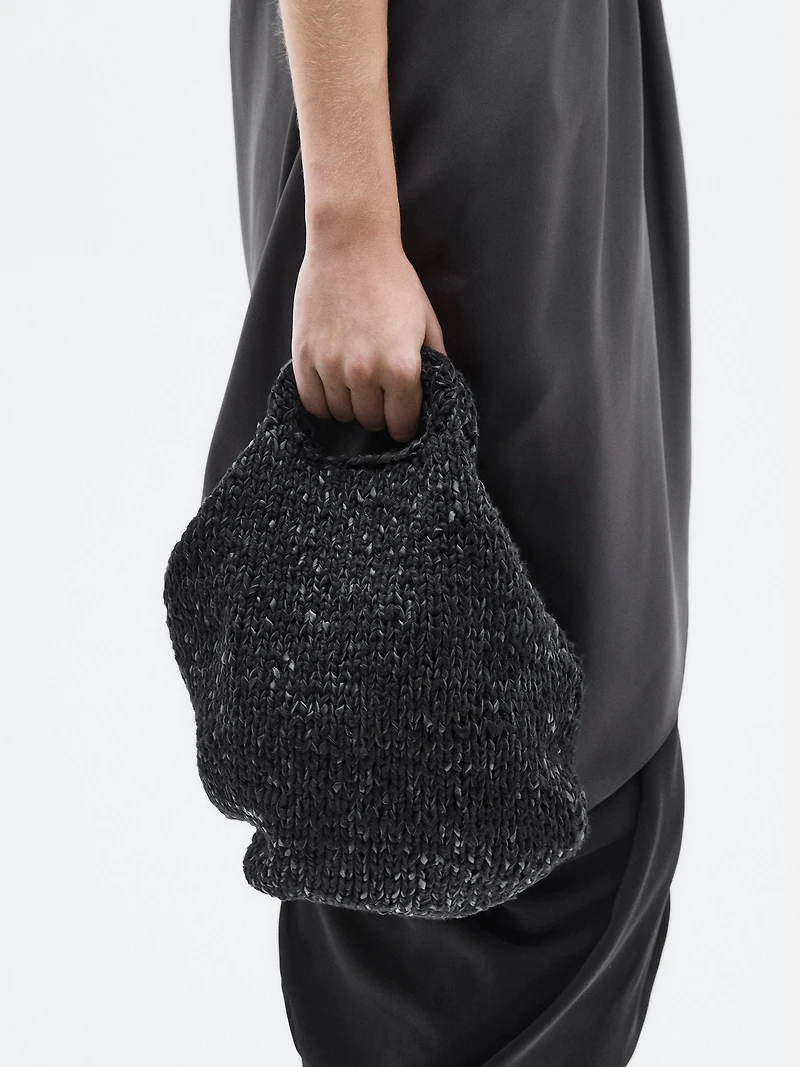 Mid-size crochet knit leather bag - LIMITED