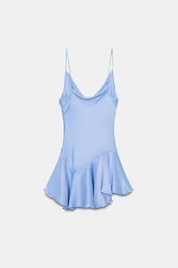 ROBE COURTE SATINÉE BAS ASYMÉTRIQUE