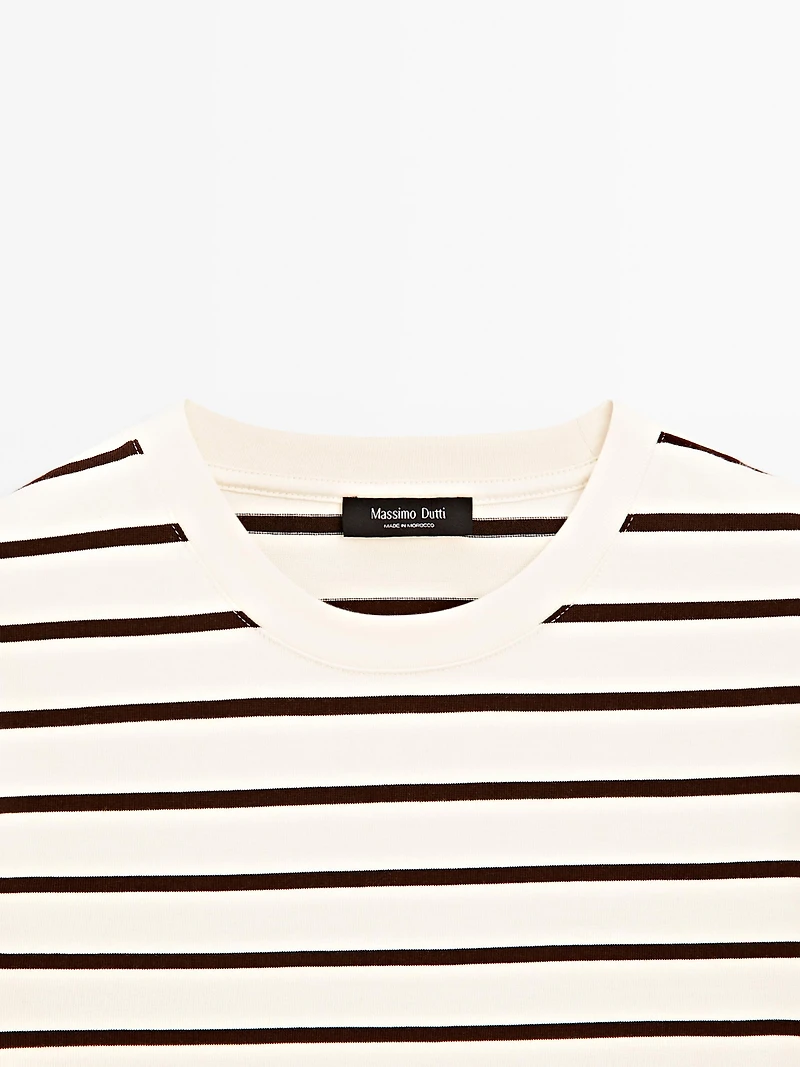 Striped T-shirt with elbow-length sleeves
