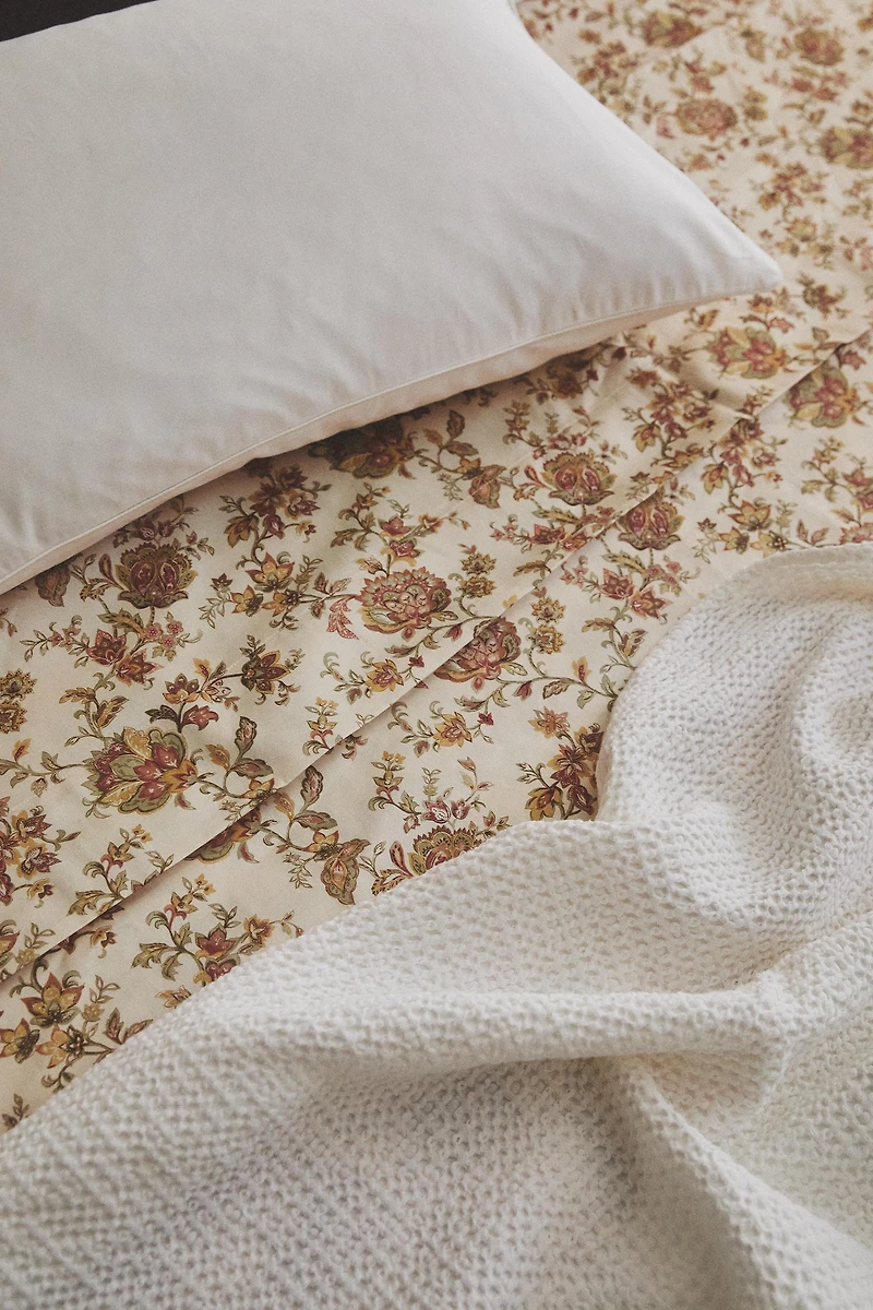 DRAP DE DESSUS SATIN FLEURS