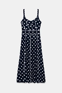 ROBE MI-LONGUE À POIS ET CEINTURE
