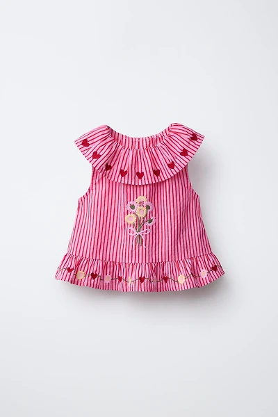 EMBROIDERED STRIPED TOP SISSEL EDELBO X ZARA KIDS