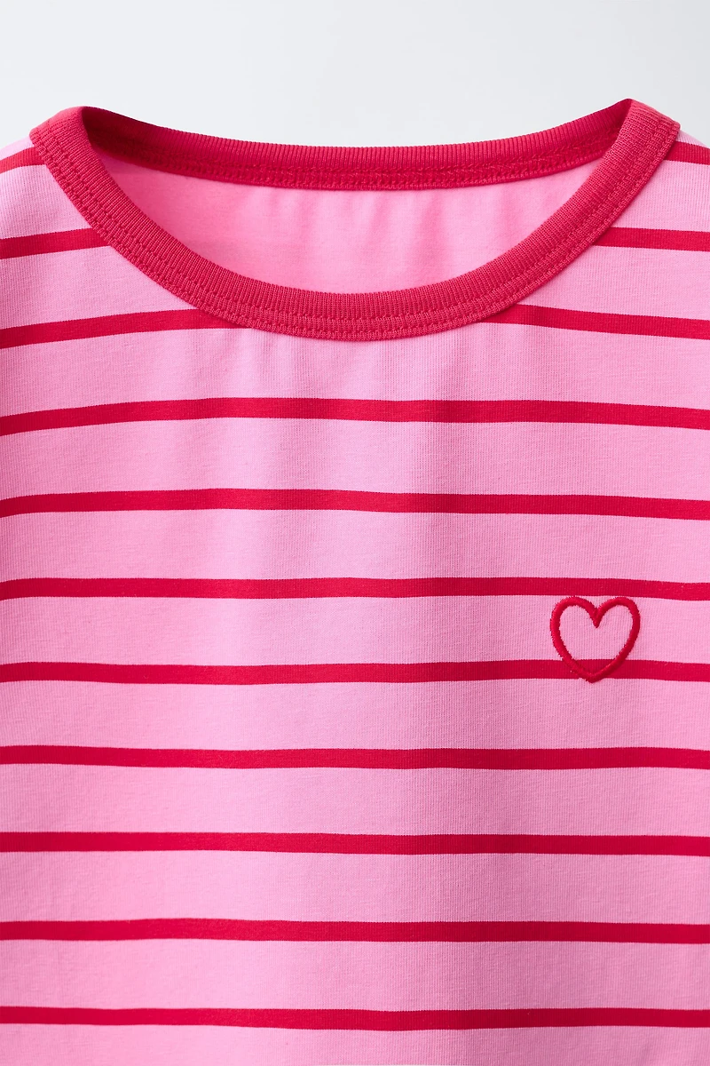 STRIPED T-SHIRT AND BIKER LEGGINGS SET