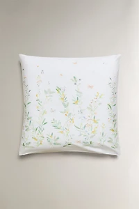 SATEEN LEAF AND FLOWER PILLOWCASE