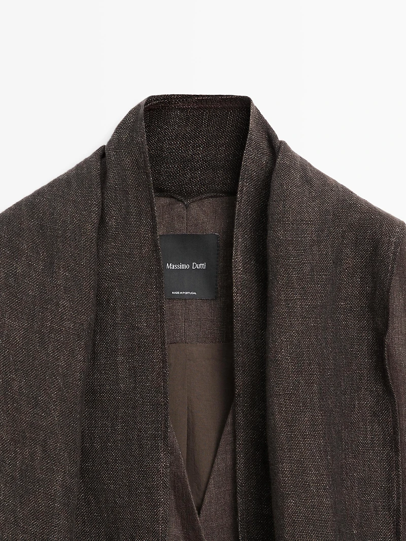 Blazer écharpe chiné 100% lin