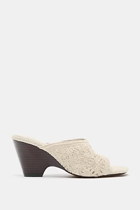 CROCHET WEDGE SANDALS