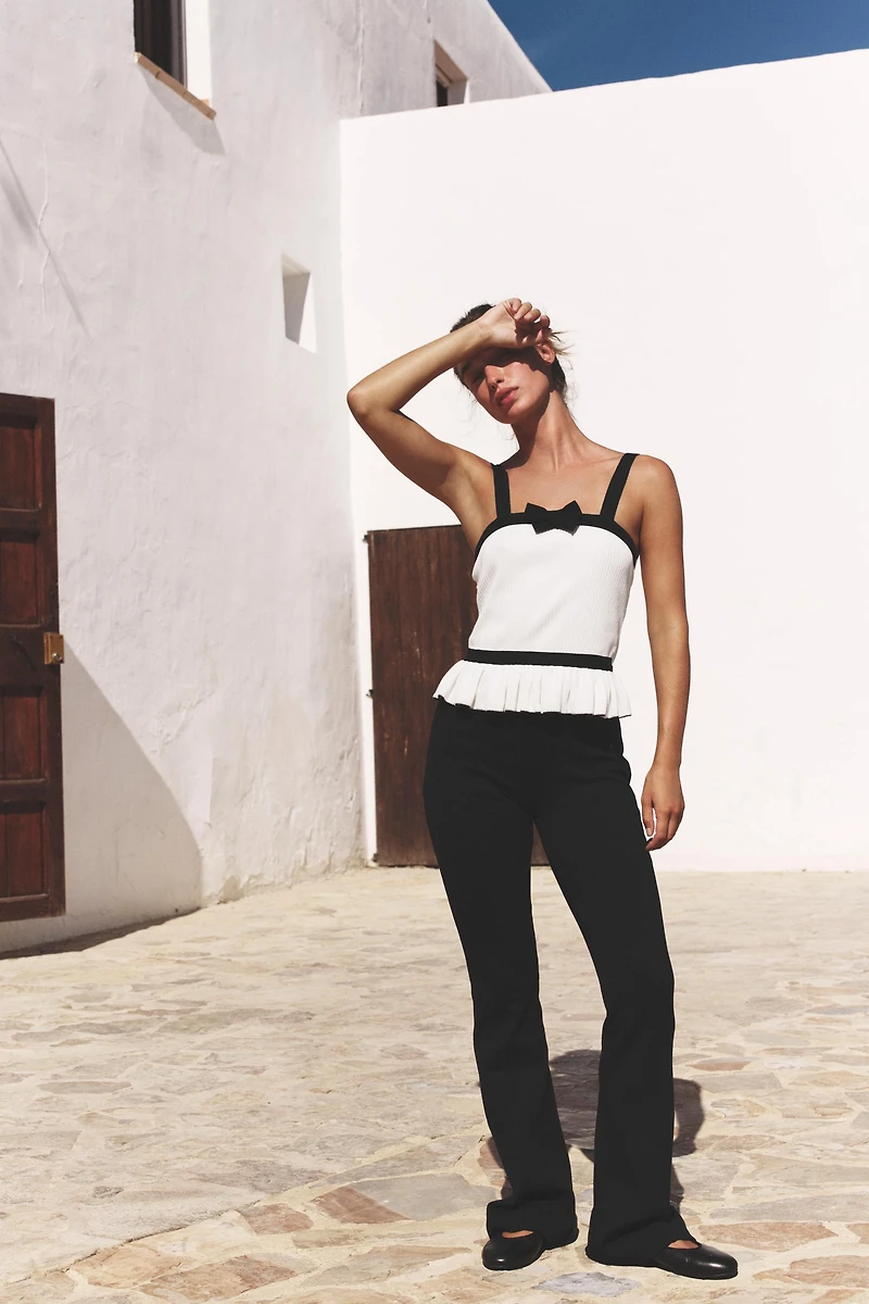 RIBBED KNIT BOW TOP