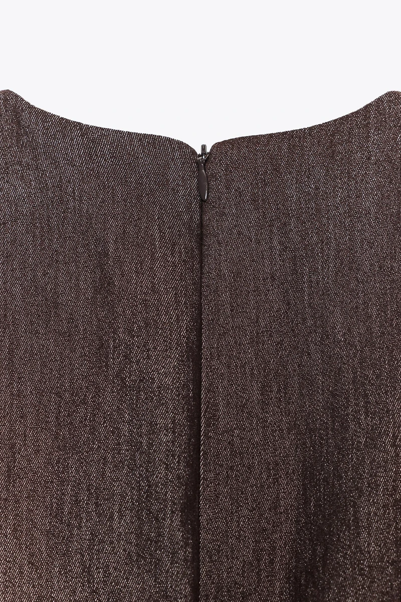 CONTRAST TOPSTITCH MIDI DRESS