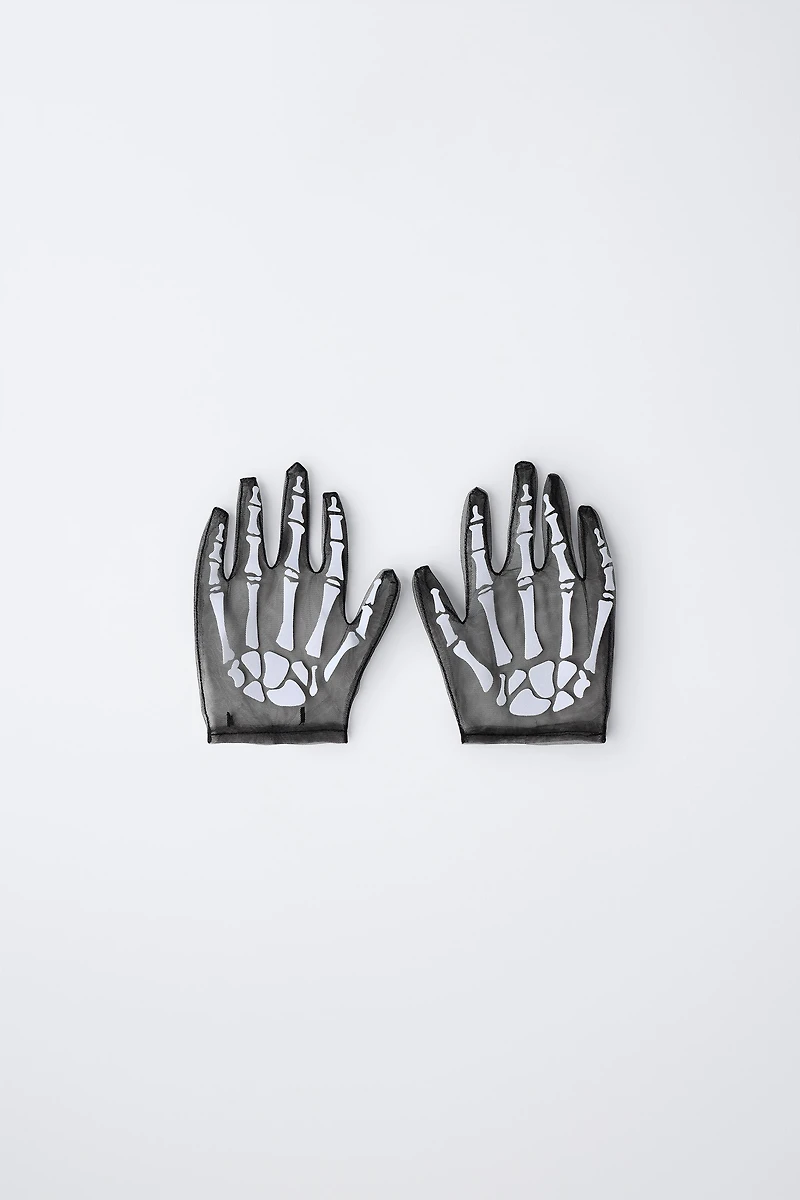 SKELETON COSTUME TULLE GLOVES
