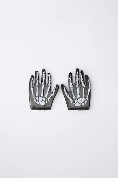 SKELETON COSTUME TULLE GLOVES