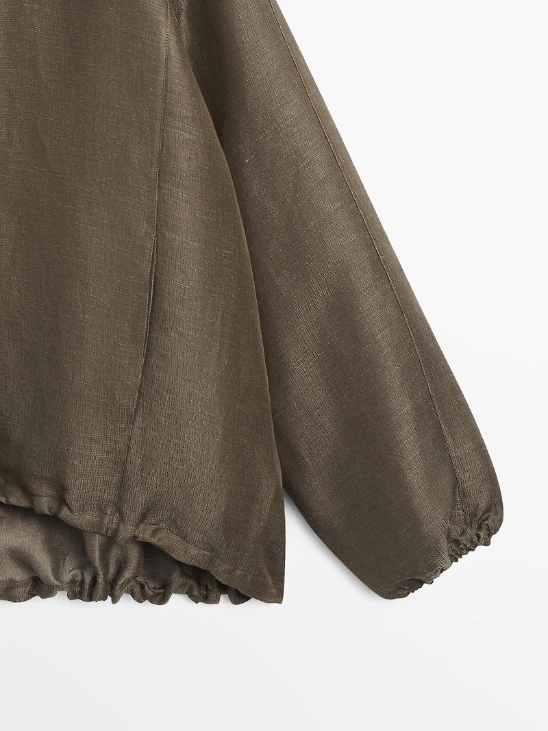 Veste bomber en lin et soie