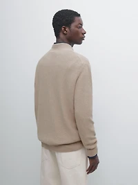 Cotton blend knit sweater with mock turtleneck
