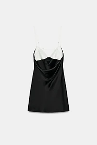 COMBINATION SATIN EFFECT MINI DRESS