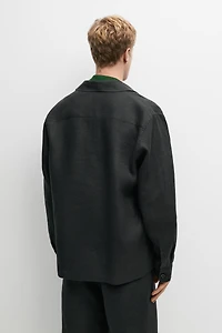 Total look linen overshirt with pockets