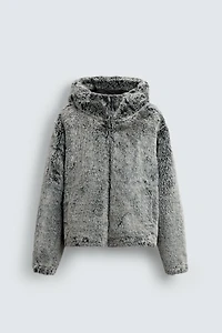 HOODED FAUX FUR JACKET