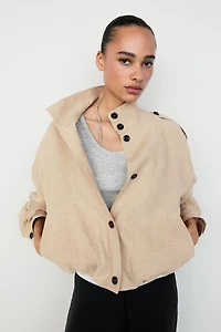 100% linen fluid bomber jacket