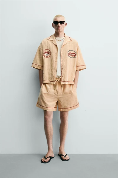 EMBROIDERED JACQUARD RELAXED FIT SHORTS