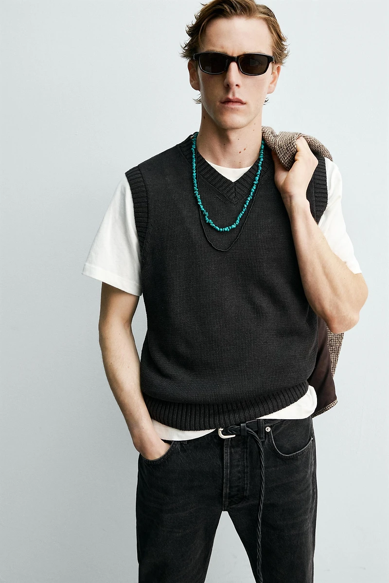 GILET EN MAILLE 100 % LIN AARON LEVINE X ZARA