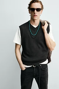 GILET EN MAILLE 100 % LIN AARON LEVINE X ZARA