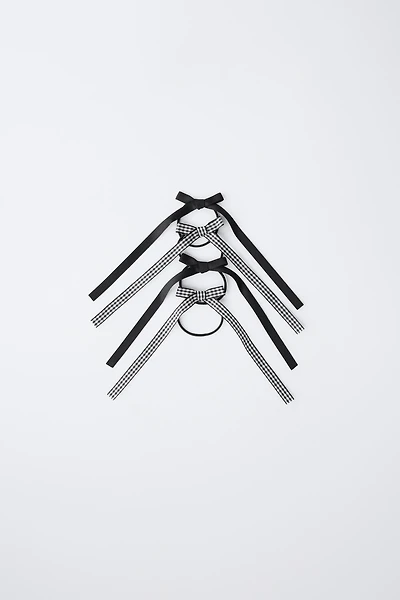 FOUR-PACK OF GINGHAM BOW HAIR TIES