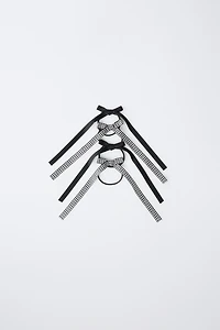 FOUR-PACK OF GINGHAM BOW HAIR TIES