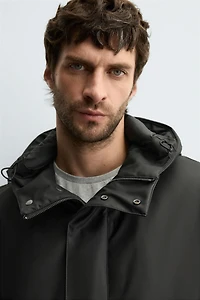 RUBBERIZED EFFECT PARKA WITH HOODIE