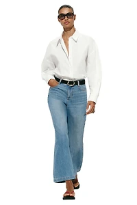 Z1975 BELTED CROPPED WIDE LEG JEANS