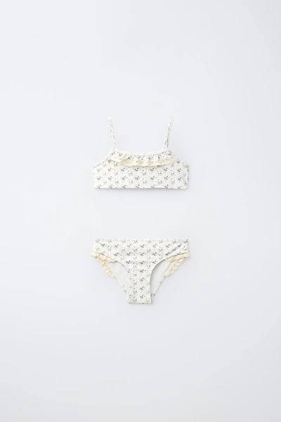AGES 6–14: FLORAL LACE-TRIM BIKINI