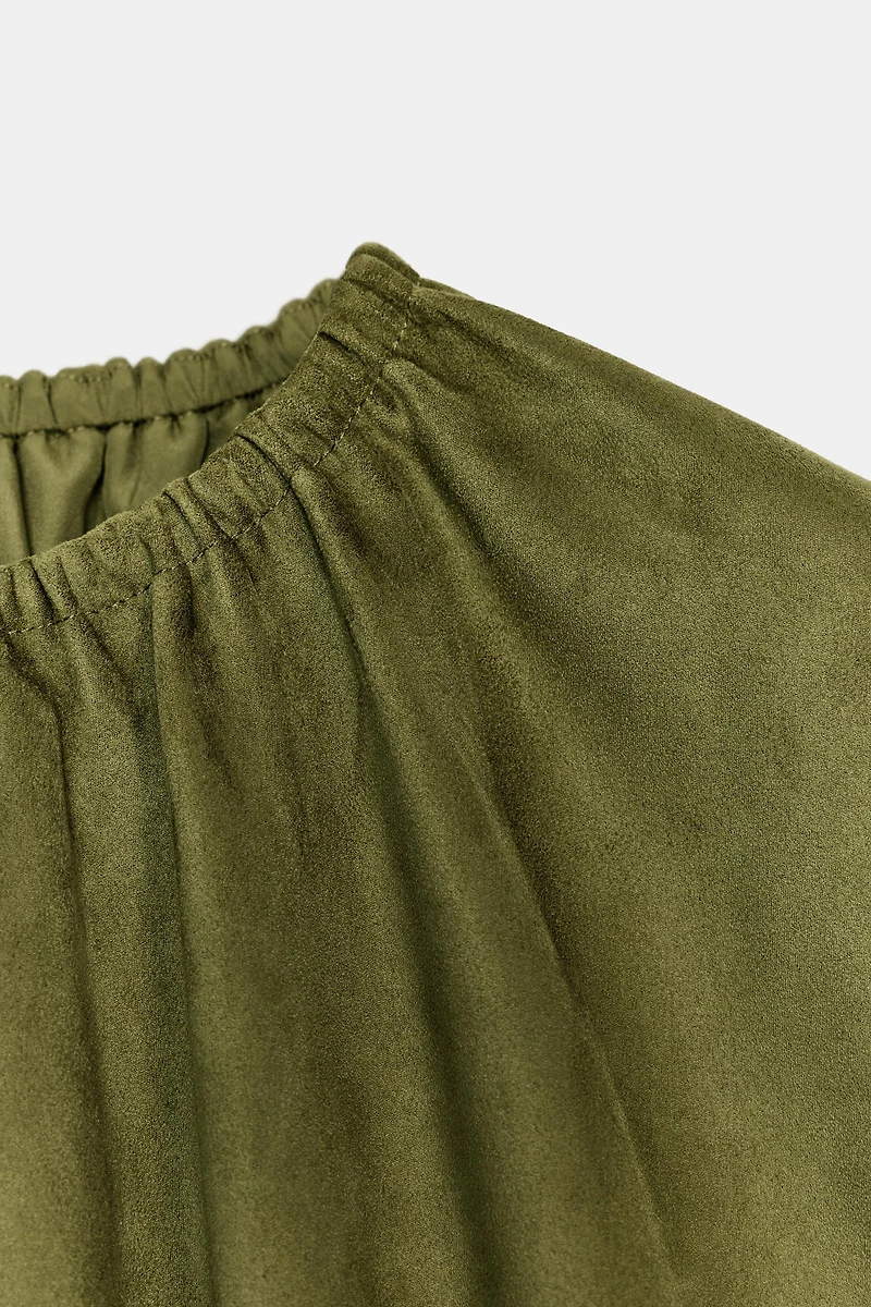 FAUX SUEDE BALLOON TOP