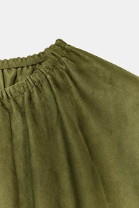 FAUX SUEDE BALLOON TOP