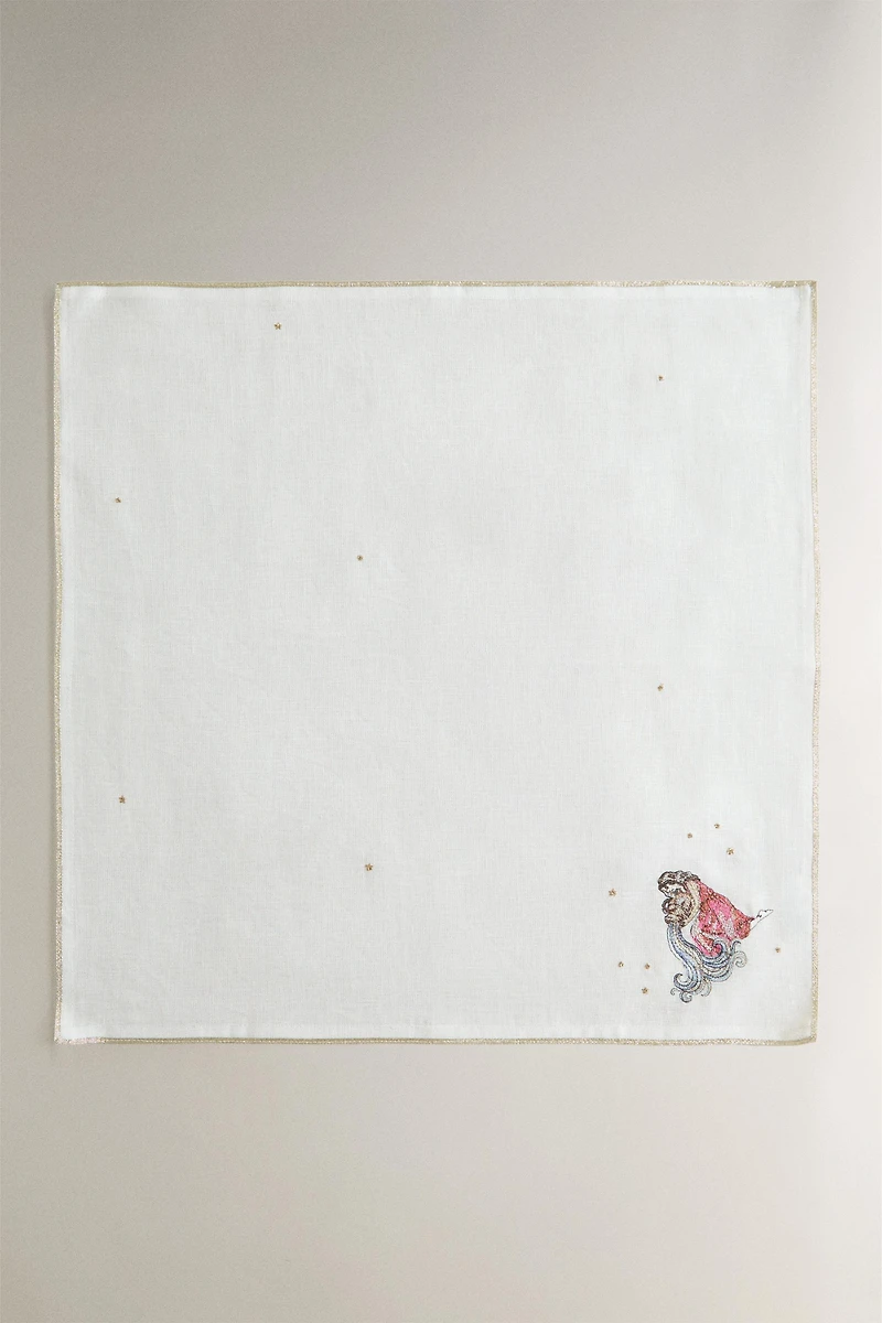 EMBROIDERED AQUARIUS LINEN NAPKIN | MARISA BERENSON