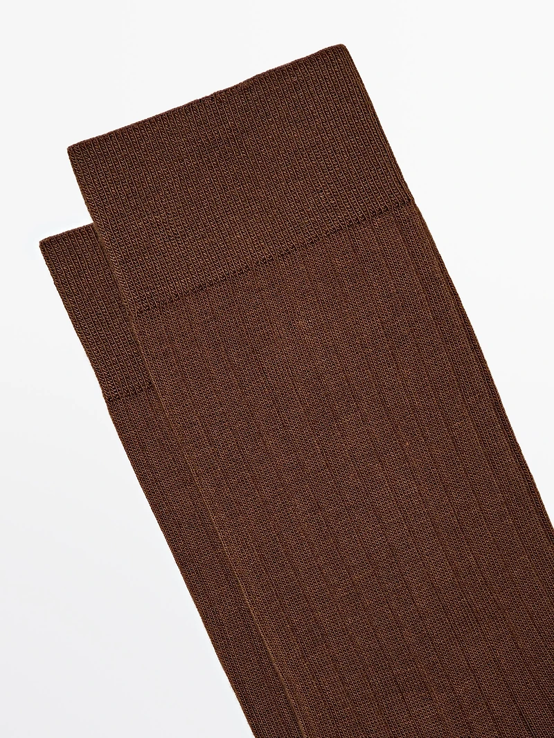 Ribbed cotton blend socks