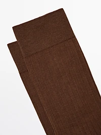 Ribbed cotton blend socks