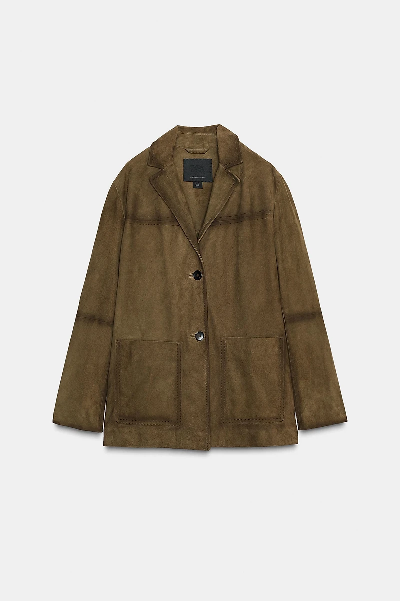 100% SUEDE OVERSIZED JACKET ZW COLLECTION LIMITED EDITION