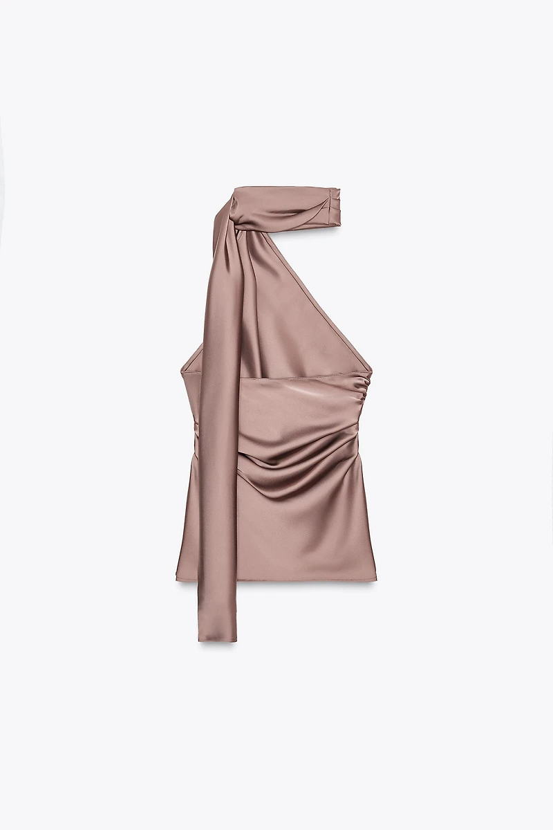 TOP SATINÉ HALTER FOULARD