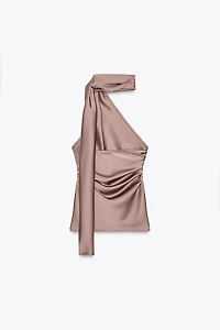 TOP SATINÉ HALTER FOULARD