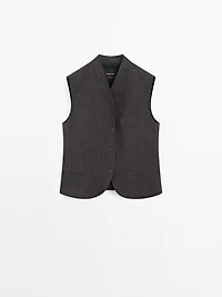 100% linen V-neck waistcoat