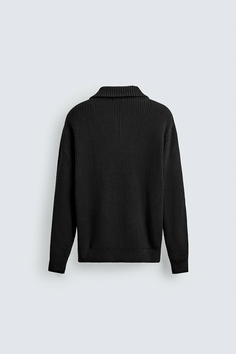 PURL KNIT QUARTER-ZIP JUMPER