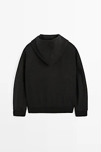 Wool blend double-knit hooded jacket