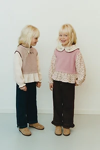 FLORAL PRINT SHIRT WITH KNIT VEST