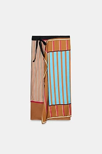 STRIPED PRINT PAREO SCARF