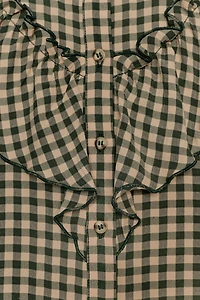 RUFFLED GINGHAM BLOUSE