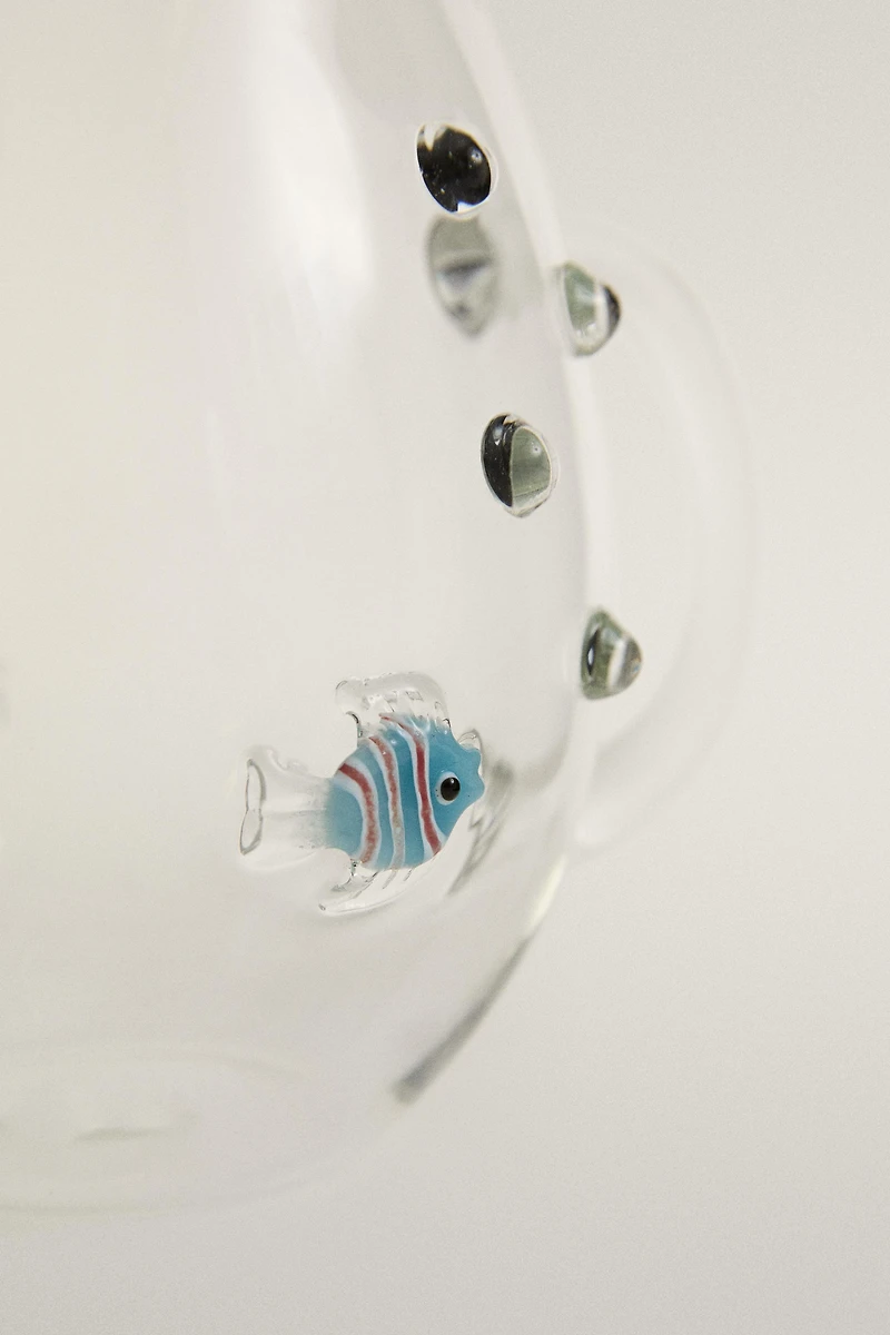 FISH AND BUBBLE BOROSILICATE GLASS PITCHER