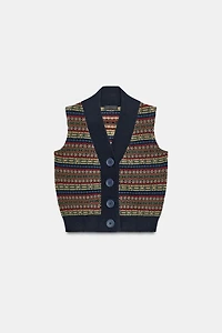 JACQUARD KNIT WOOL VEST